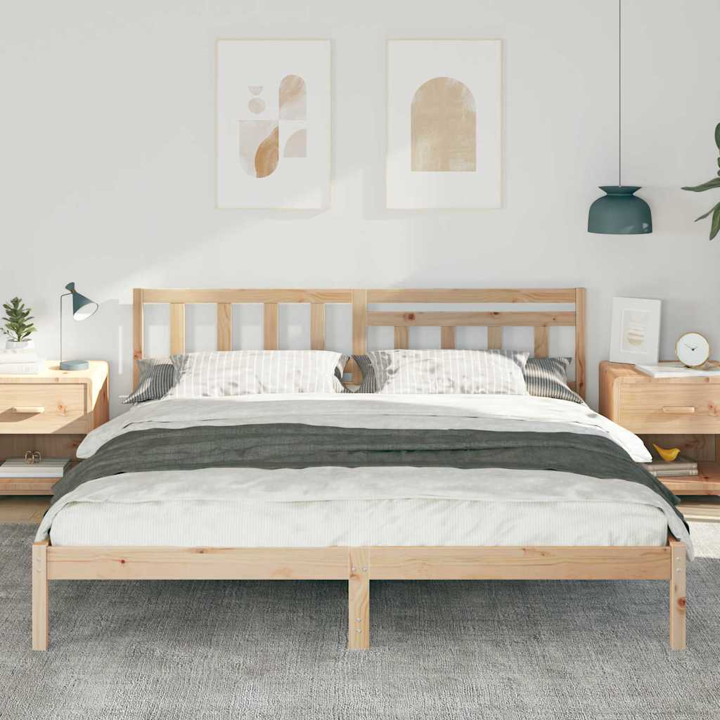Ágykeret fejtámlával Barna 200 x 200 cm Tömör fenyőfa