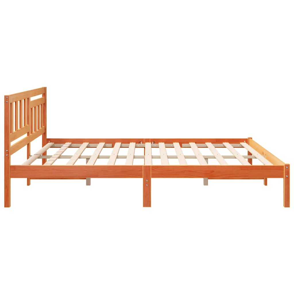 Ágykeret fejtámlával Faggyú barna 200 x 200 cm Tömör fenyőfa