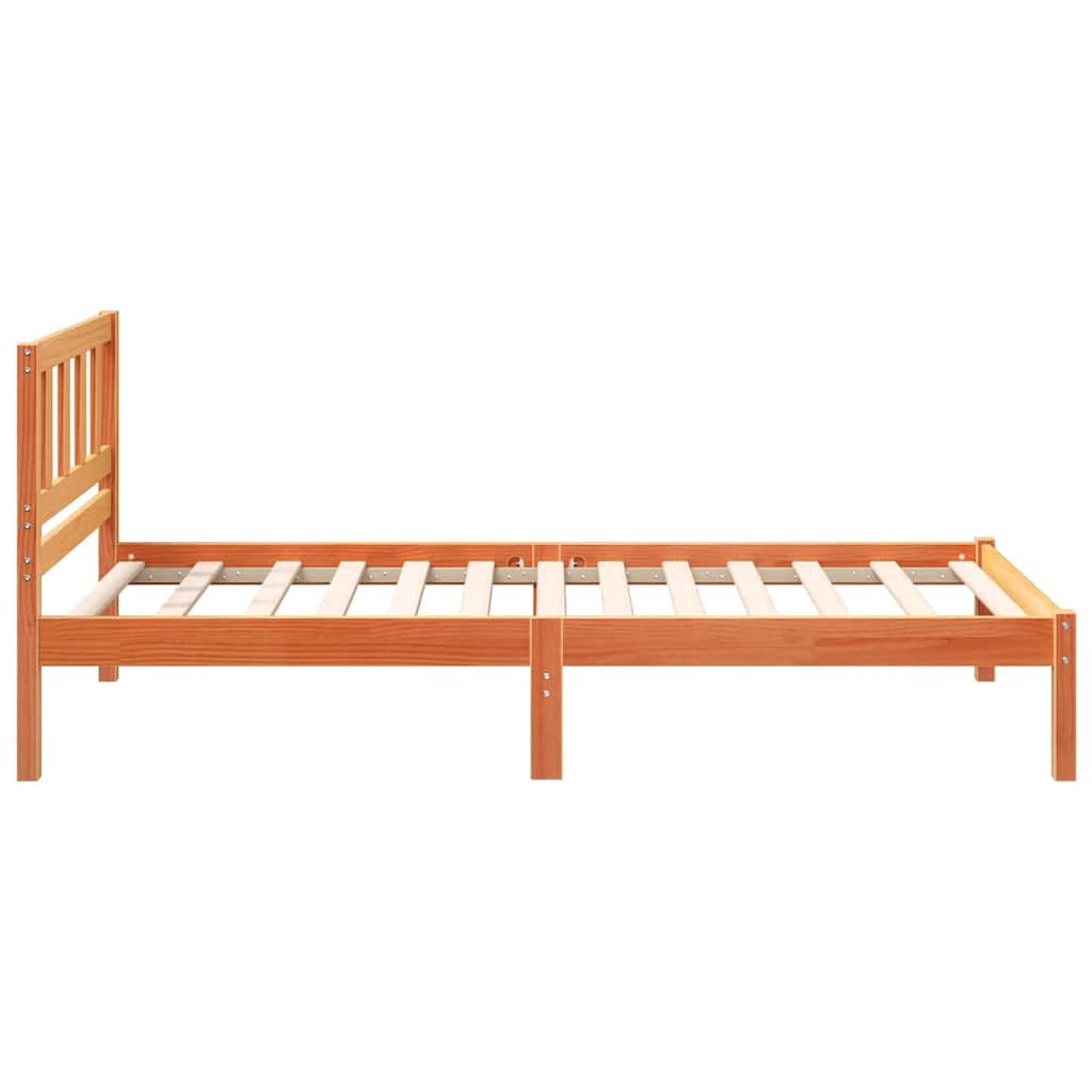 Ágykeret fejtámlával Faggyú barna 90 x 190 cm Tömör fenyőfa