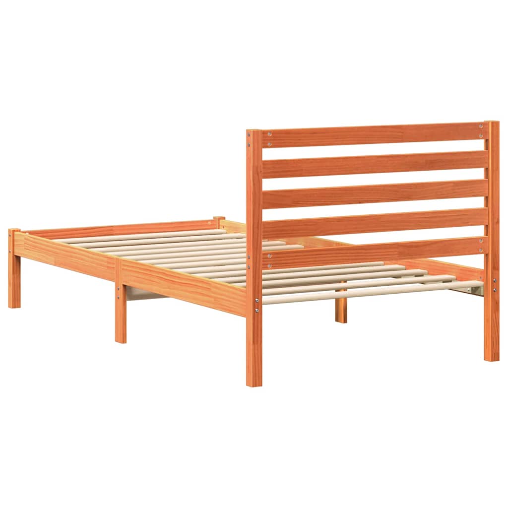 Ágykeret fejtámlával Faggyú barna 75 x 190 cm Tömör fenyőfa