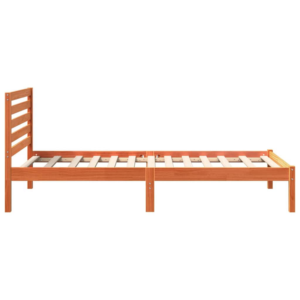 Ágykeret fejtámlával Faggyú barna 75 x 190 cm Tömör fenyőfa