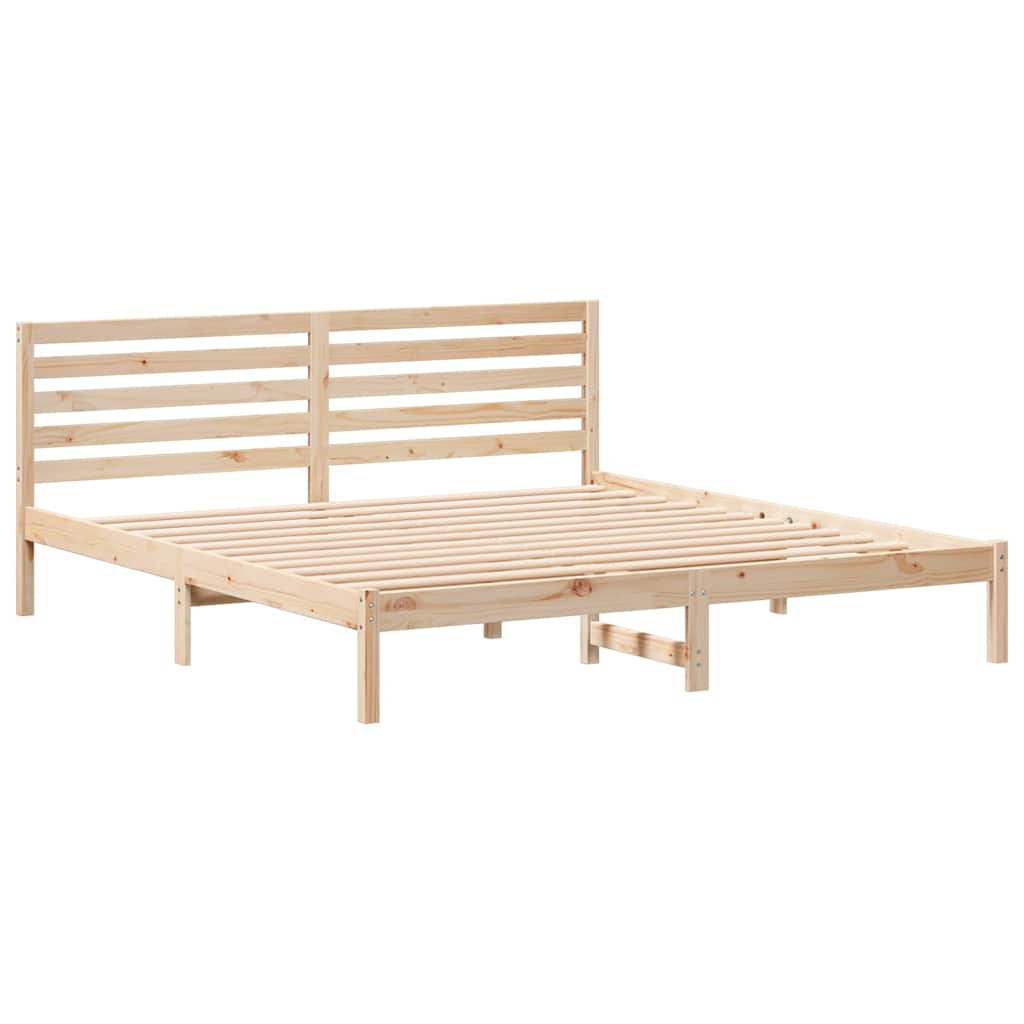 Ágykeret fejtámlával Barna 200 x 200 cm Tömör fenyőfa