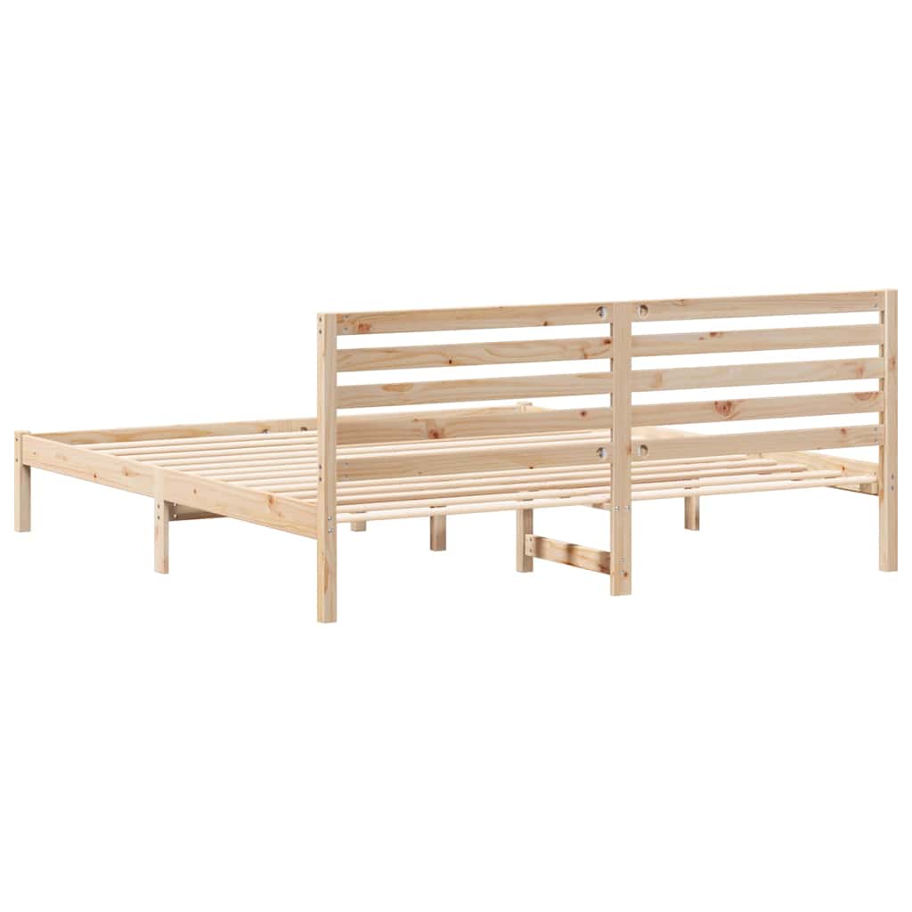 Ágykeret fejtámlával Barna 200 x 200 cm Tömör fenyőfa