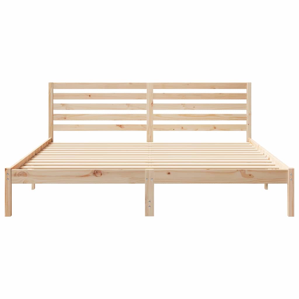 Ágykeret fejtámlával Barna 200 x 200 cm Tömör fenyőfa
