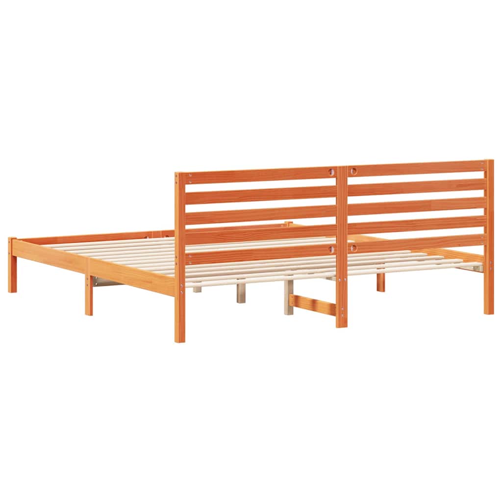 Ágykeret fejtámlával Faggyú barna 200 x 200 cm Tömör fenyőfa