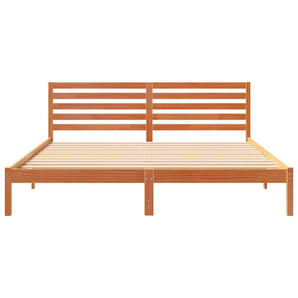 Ágykeret fejtámlával Faggyú barna 200 x 200 cm Tömör fenyőfa