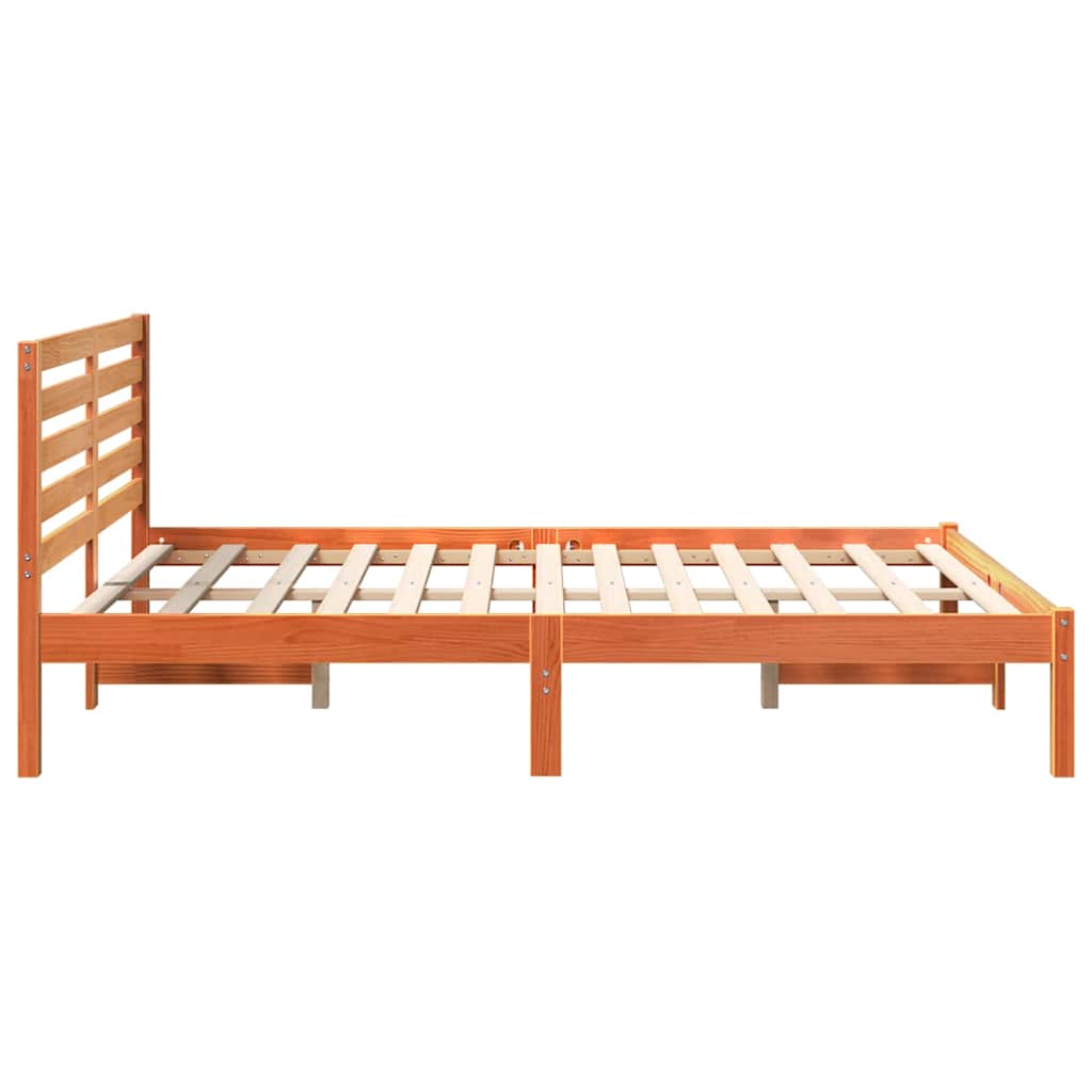Ágykeret fejtámlával Faggyú barna 120 x 190 cm Tömör fenyőfa
