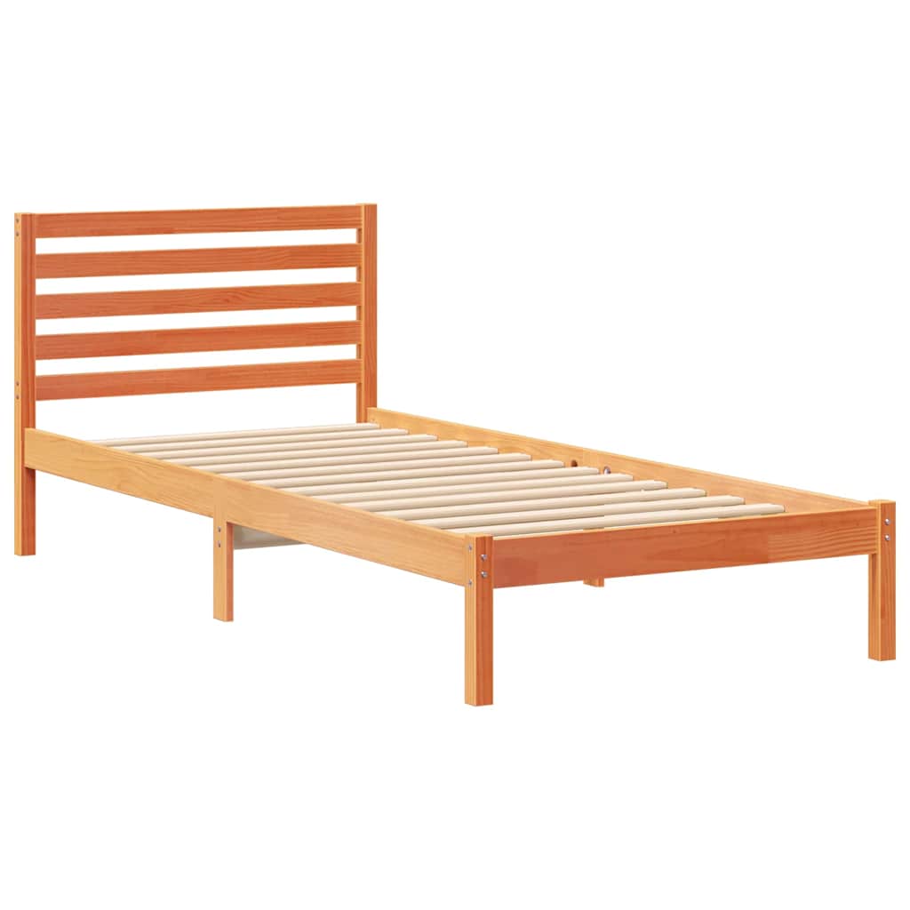Ágykeret fejtámlával Faggyú barna 80 x 210 cm Tömör fenyőfa
