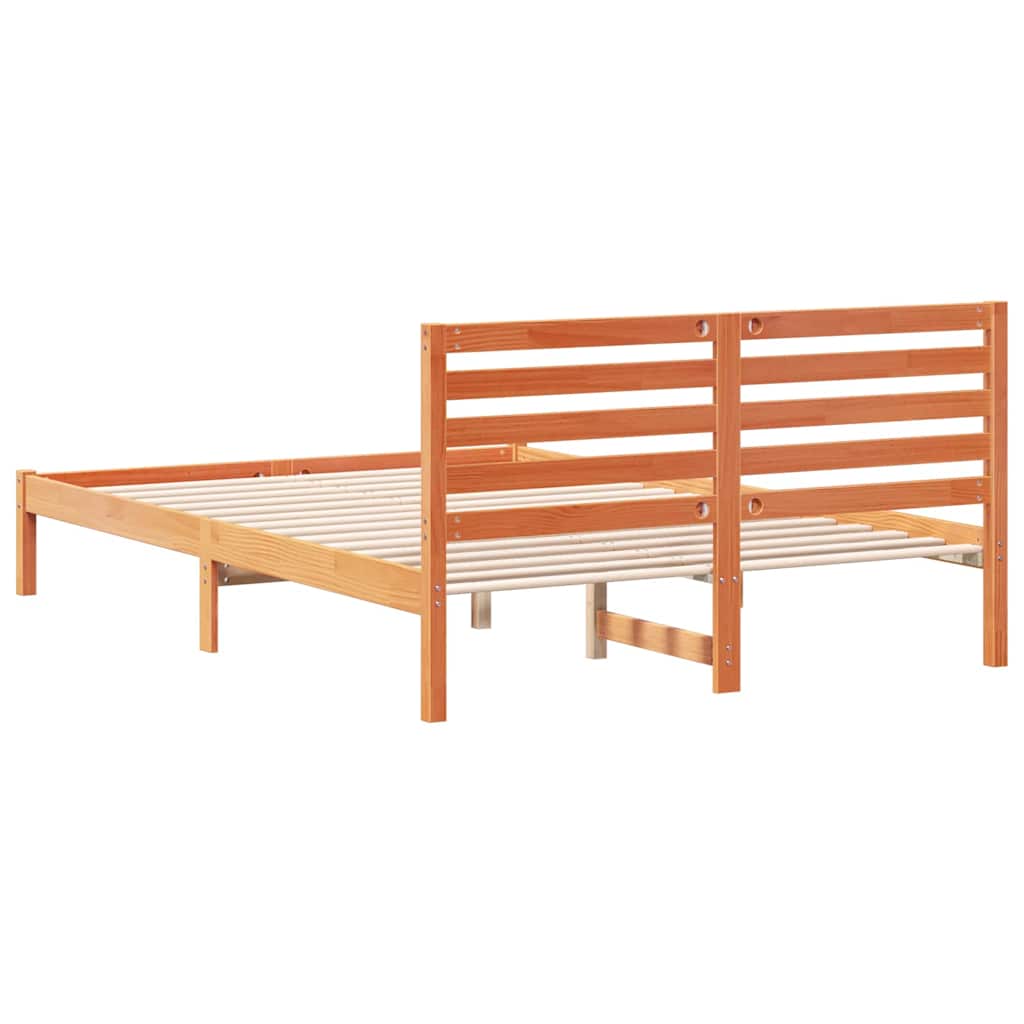 Ágykeret fejtámlával Faggyú barna 140 x 210 cm Tömör fenyőfa