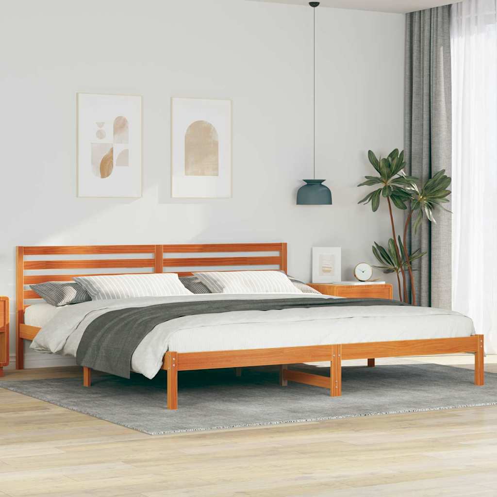 Ágykeret fejtámlával Faggyú barna 180 x 210 cm Tömör fenyőfa