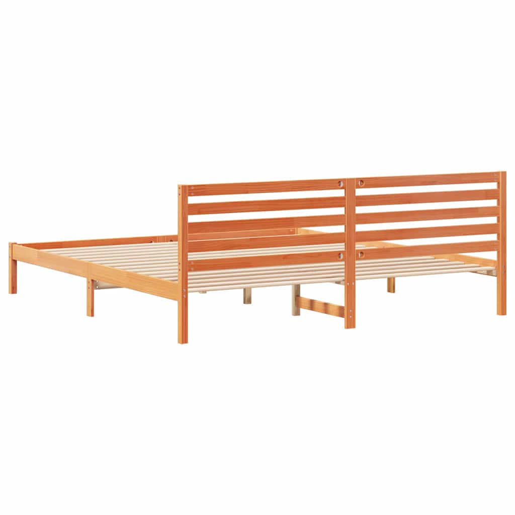 Ágykeret fejtámlával Faggyú barna 180 x 210 cm Tömör fenyőfa