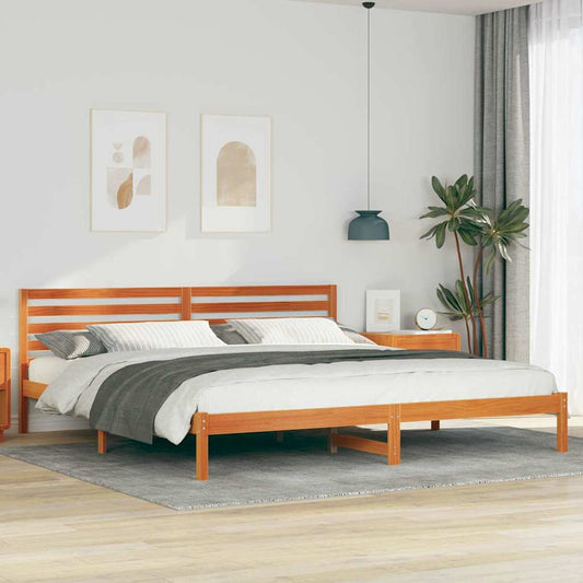 Ágykeret fejtámlával Faggyú barna 200 x 210 cm Tömör fenyőfa