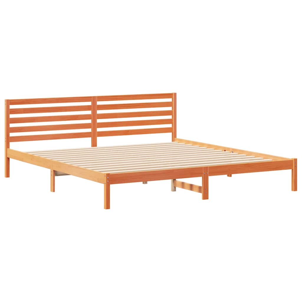 Ágykeret fejtámlával Faggyú barna 200 x 210 cm Tömör fenyőfa