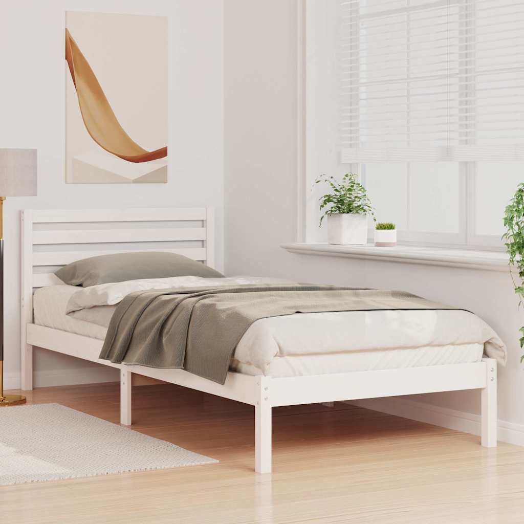 Ágykeret fejtámlával Fehér 80 x 220 cm Tömör fenyőfa