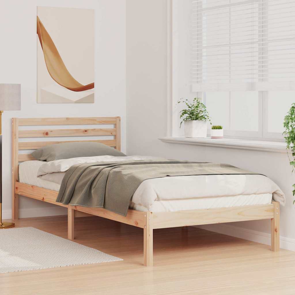 Ágykeret fejtámlával Barna 90 x 220 cm Tömör fenyőfa