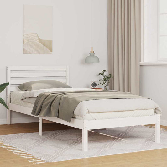 Ágykeret fejtámlával Fehér 90 x 220 cm Tömör fenyőfa