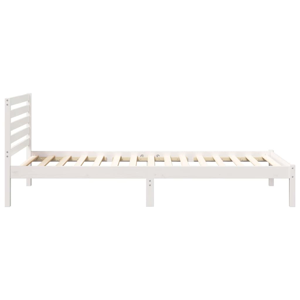 Ágykeret fejtámlával Fehér 90 x 220 cm Tömör fenyőfa