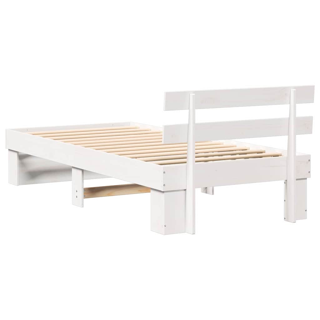 Ágykeret fejtámlával Fehér 90 x 200 cm Tömör fenyőfa