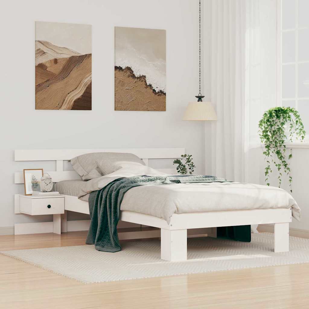 Ágykeret fejtámlával Fehér 100 x 200 cm Tömör fenyőfa