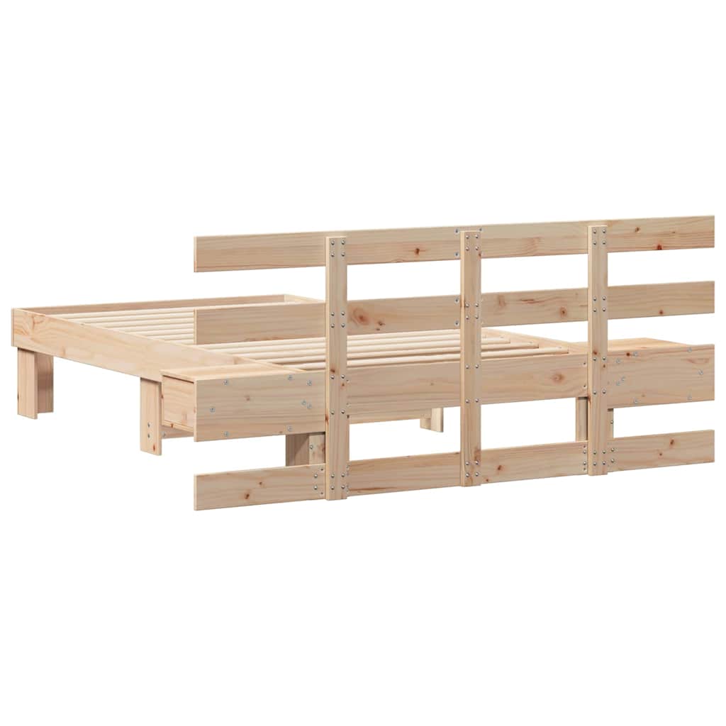 Ágykeret fejtámlával Barna 90 x 200 cm Tömör fenyőfa