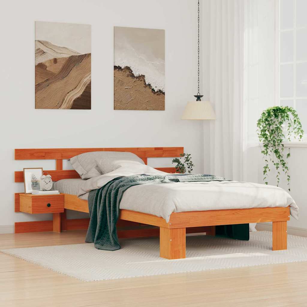 Ágykeret fejtámlával Faggyú barna 80 x 200 cm Tömör fenyőfa