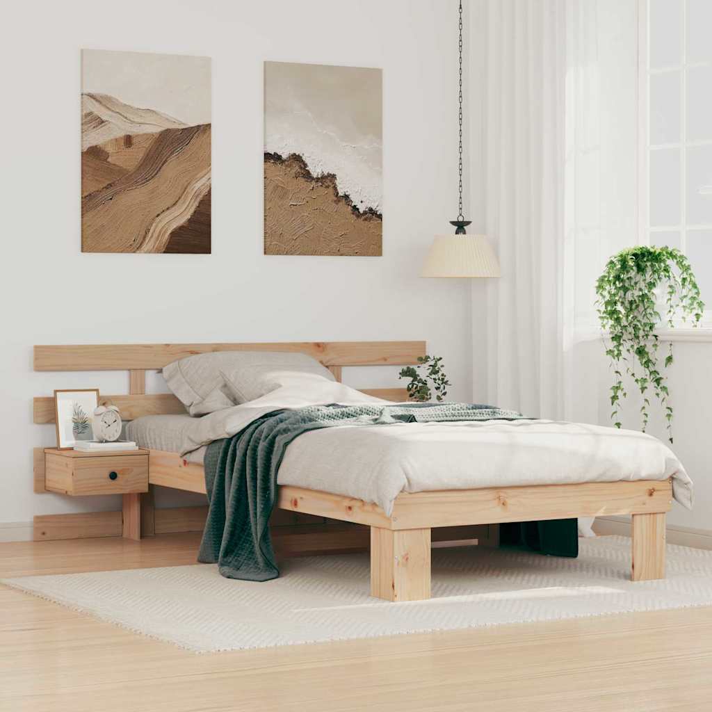 Ágykeret fejtámlával Barna 90 x 190 cm Tömör fenyőfa