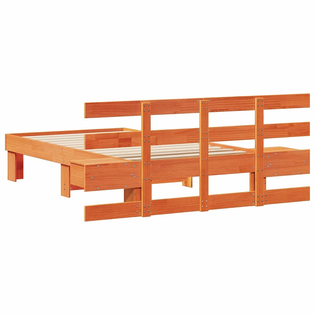 Ágykeret fejtámlával Faggyú barna 75 x 190 cm Tömör fenyőfa