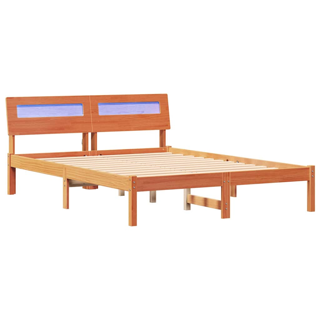 Ágykeret fejtámlával Faggyú barna 120 x 190 cm Tömör fenyőfa