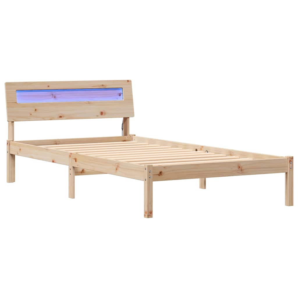 Ágykeret fejtámlával Barna 100 x 200 cm Tömör fenyőfa