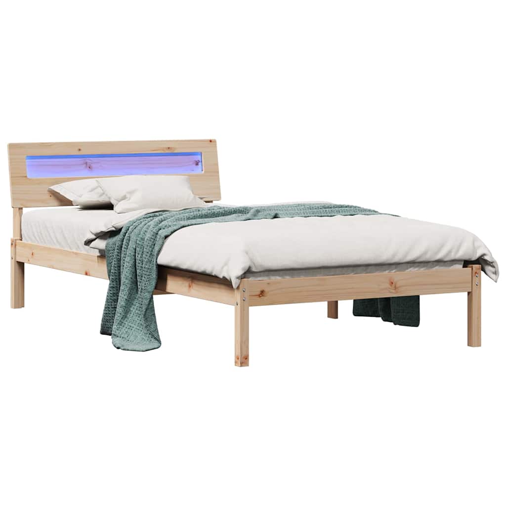 Ágykeret fejtámlával Barna 100 x 200 cm Tömör fenyőfa