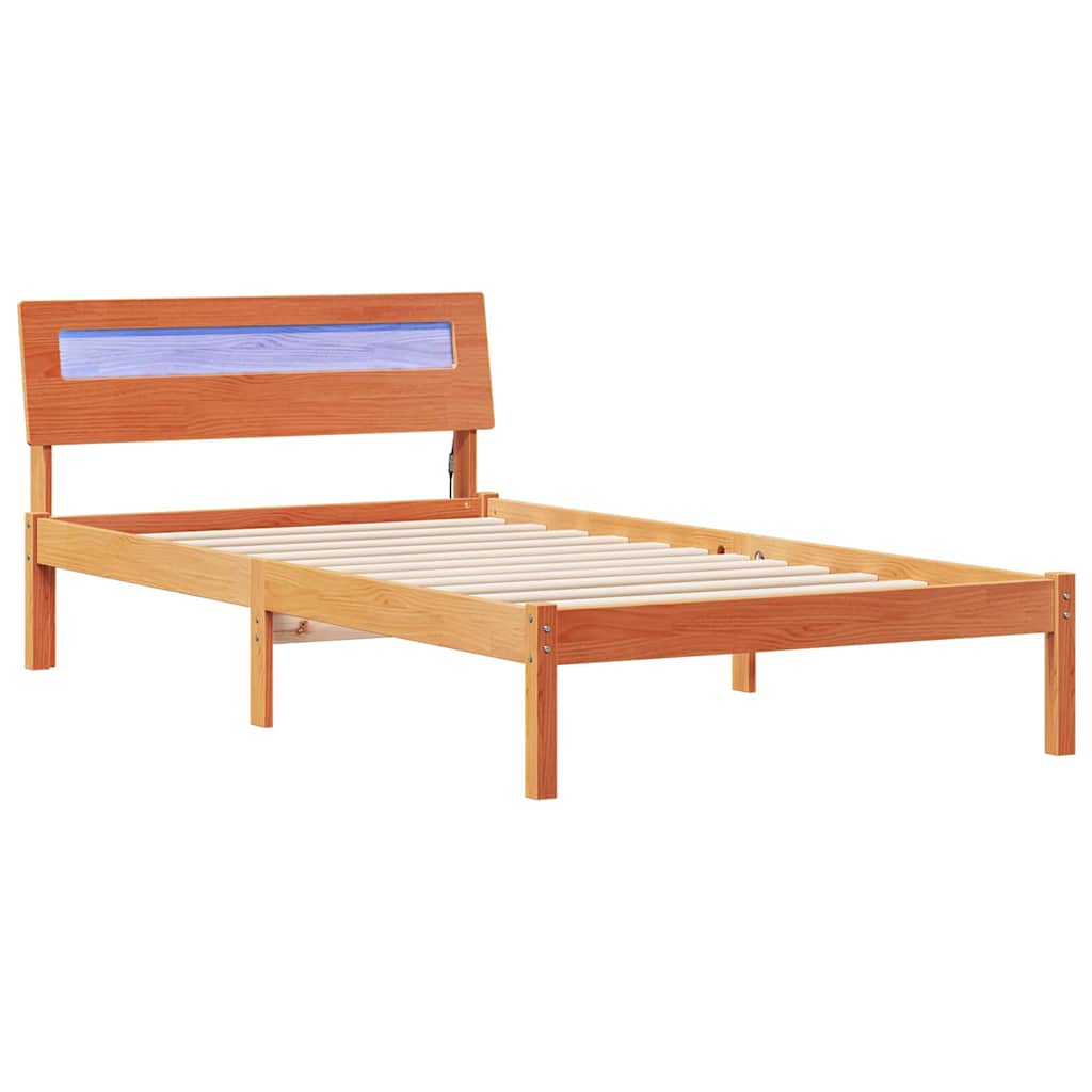 Ágykeret fejtámlával Faggyú barna 100 x 200 cm Tömör fenyőfa
