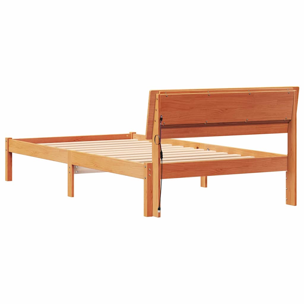 Ágykeret fejtámlával Faggyú barna 100 x 200 cm Tömör fenyőfa