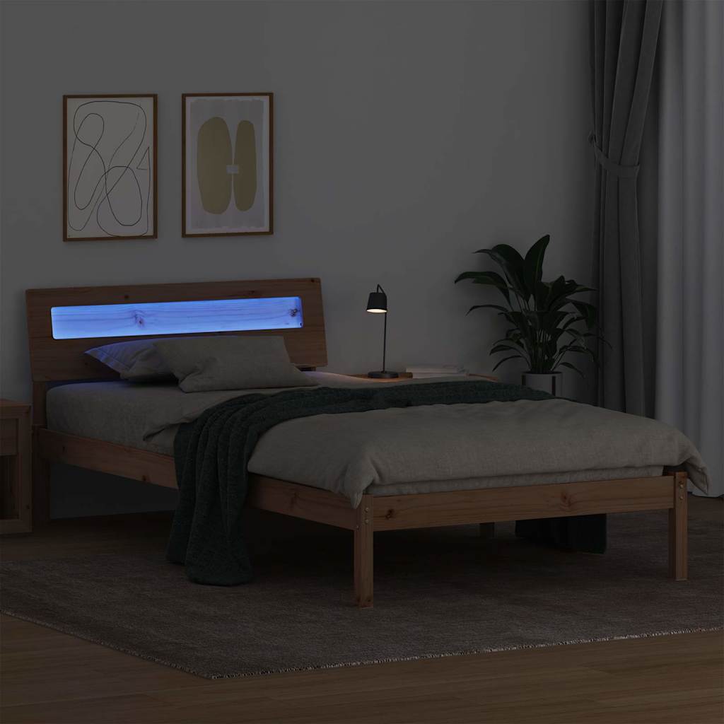 Ágykeret fejtámlával Barna 90 x 200 cm Tömör fenyőfa
