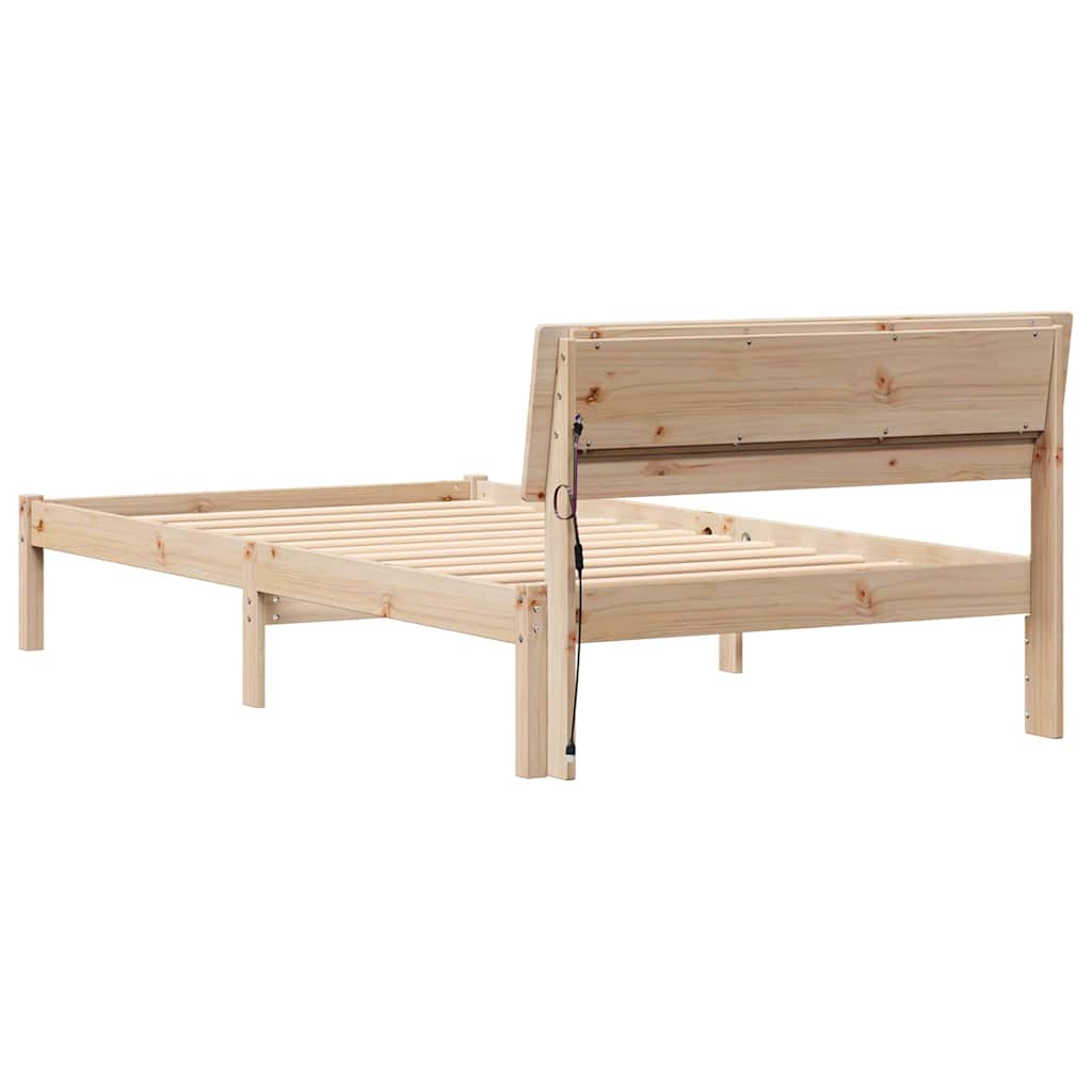 Ágykeret fejtámlával Barna 90 x 200 cm Tömör fenyőfa