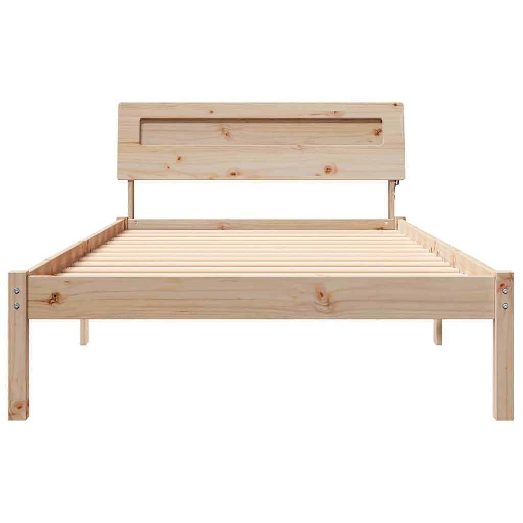 Ágykeret fejtámlával Barna 90 x 200 cm Tömör fenyőfa