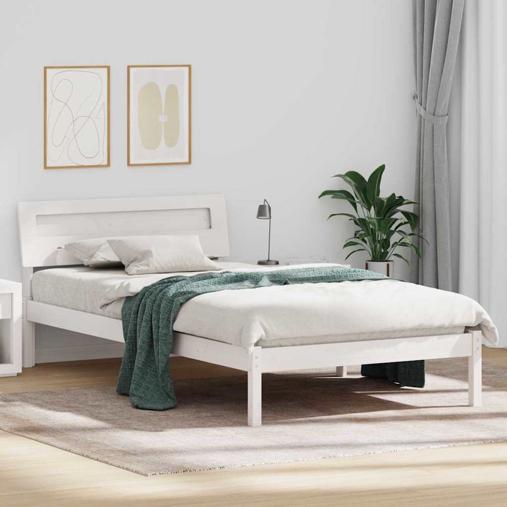 Ágykeret fejtámlával Fehér 90 x 190 cm Tömör fenyőfa