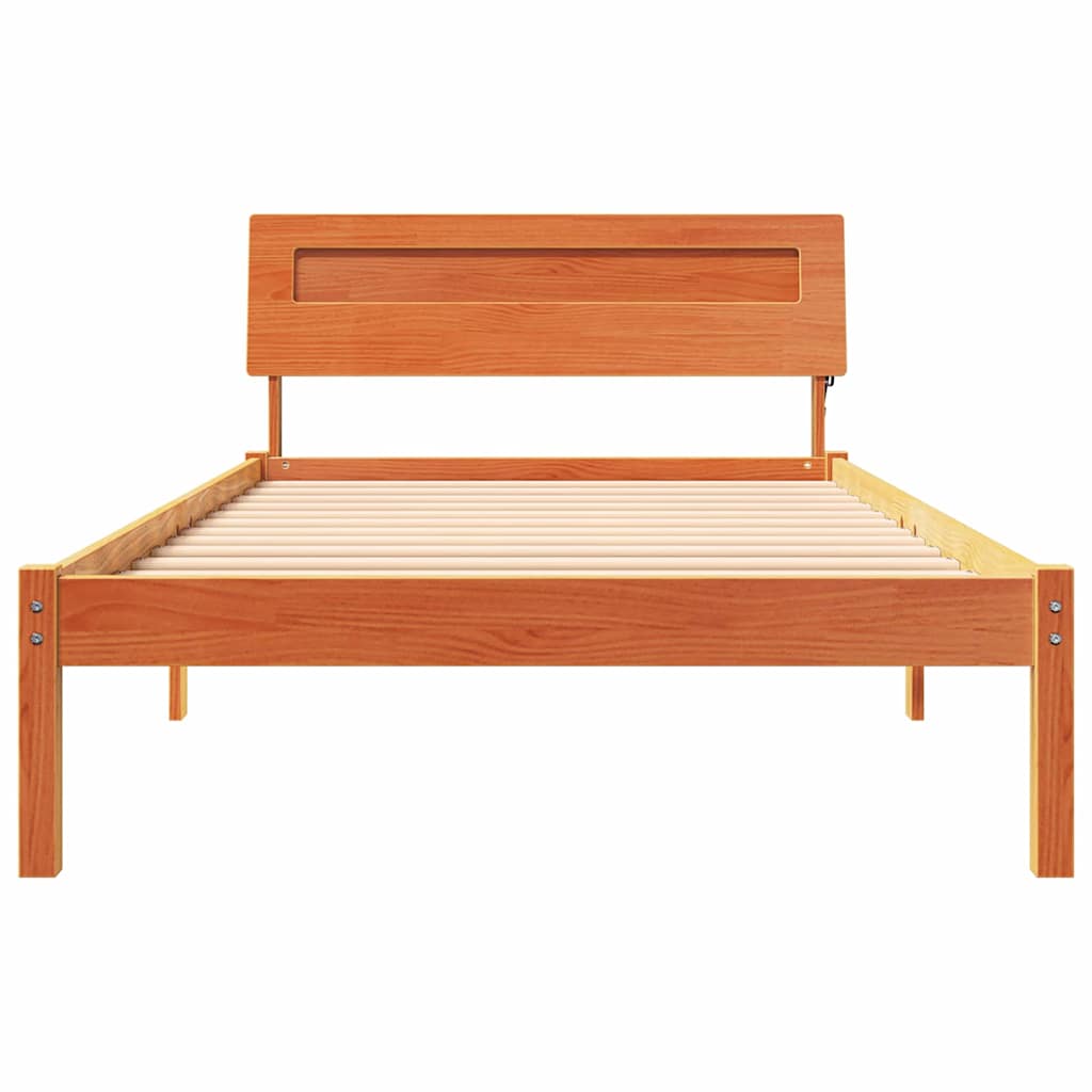 Ágykeret fejtámlával Faggyú barna 90 x 190 cm Tömör fenyőfa