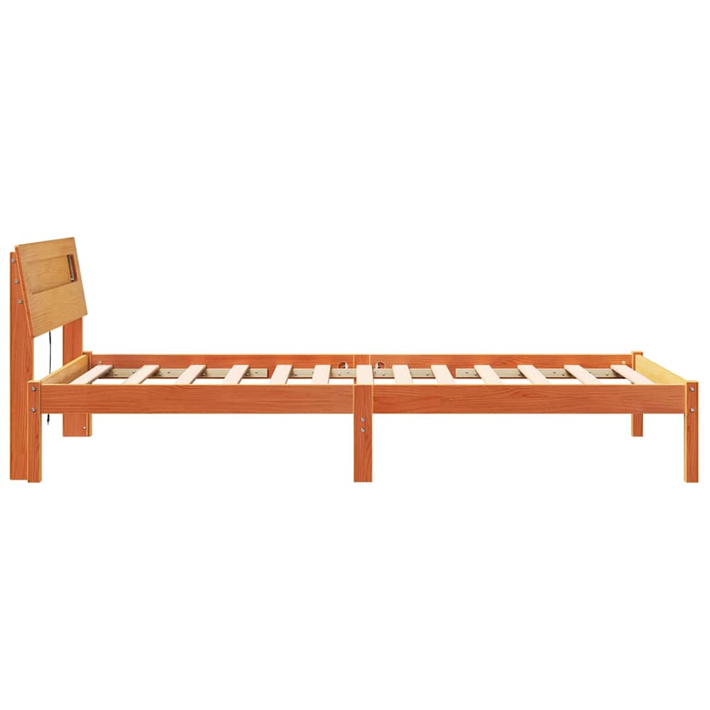 Ágykeret fejtámlával Faggyú barna 90 x 190 cm Tömör fenyőfa