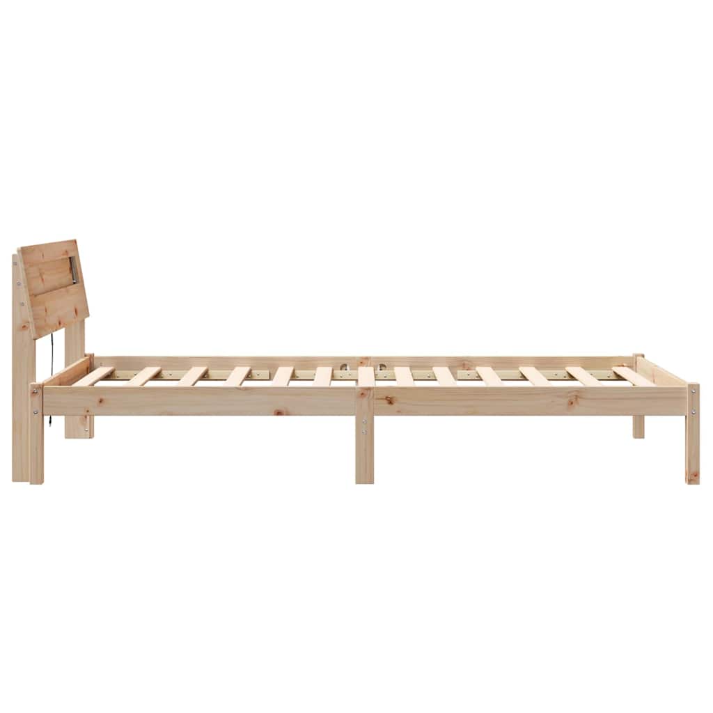 Ágykeret fejtámlával Barna 75 x 190 cm Tömör fenyőfa