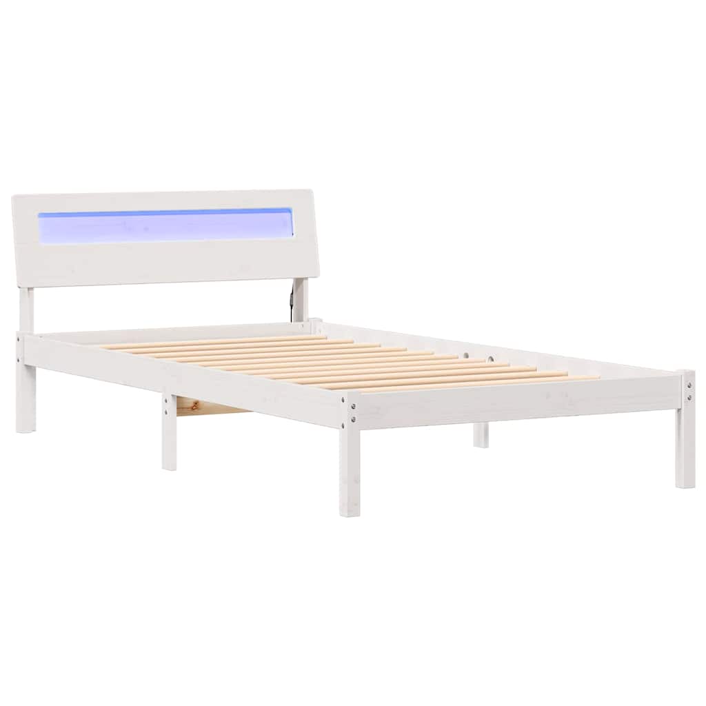 Ágykeret fejtámlával Fehér 75 x 190 cm Tömör fenyőfa