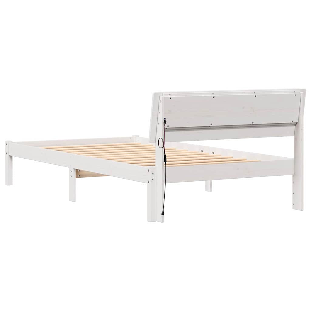 Ágykeret fejtámlával Fehér 75 x 190 cm Tömör fenyőfa