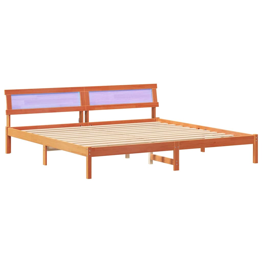 Ágykeret fejtámlával Faggyú barna 180 x 200 cm Tömör fenyőfa