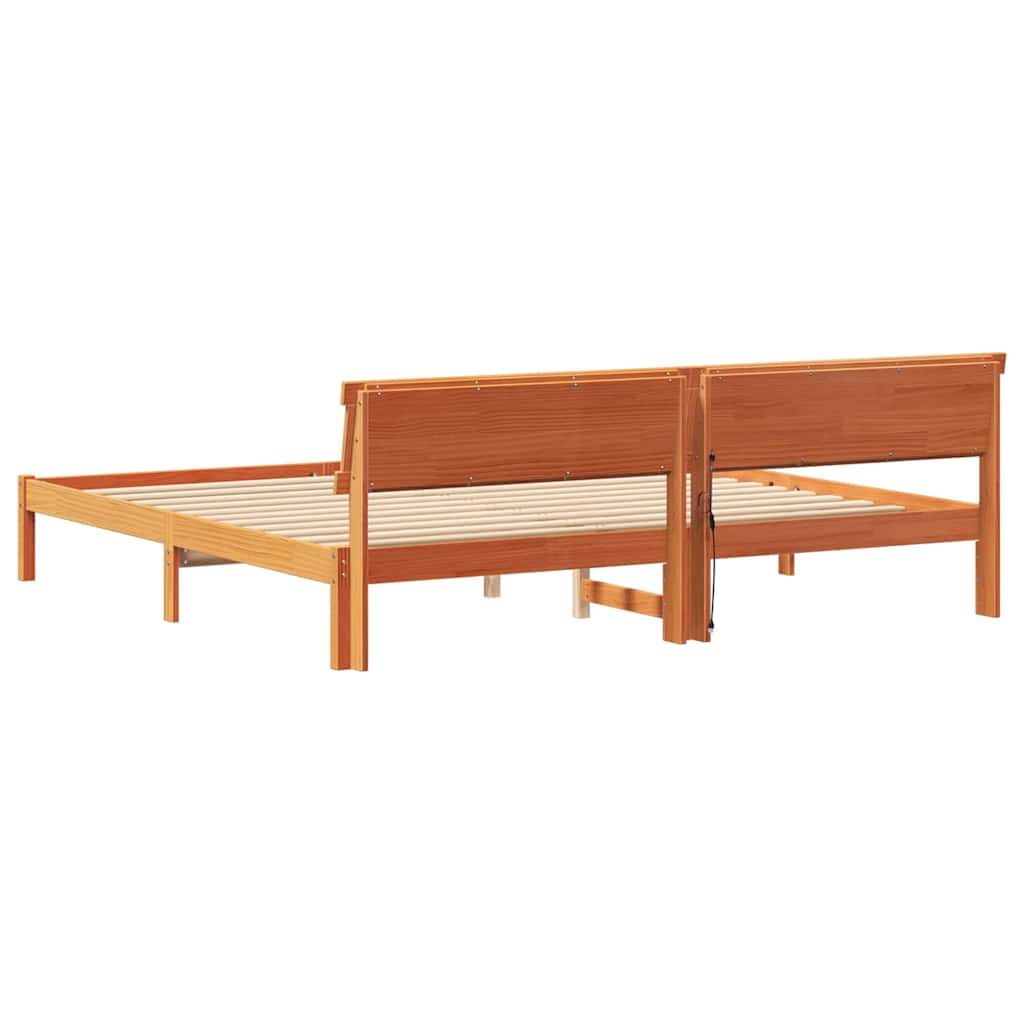 Ágykeret fejtámlával Faggyú barna 180 x 200 cm Tömör fenyőfa