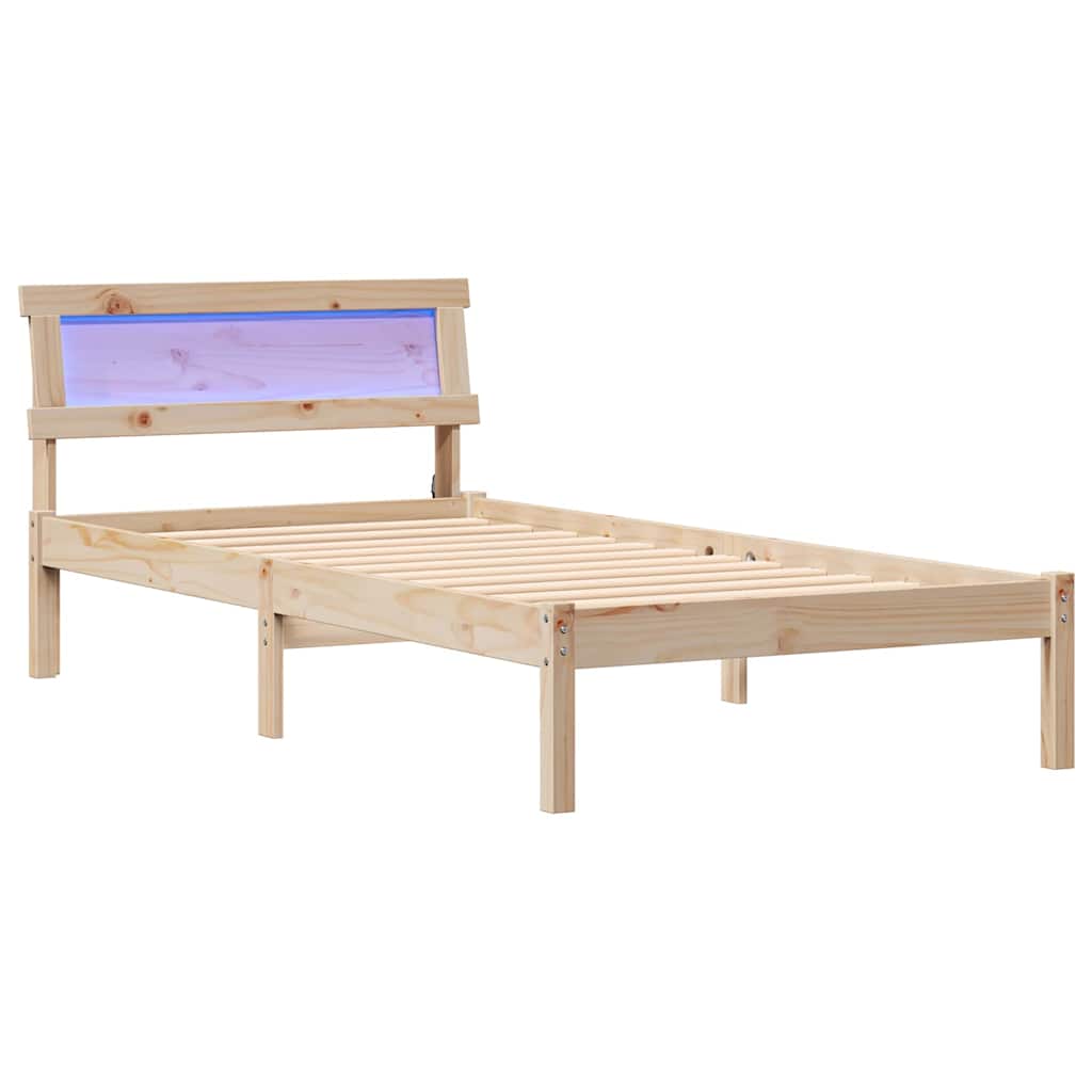 Ágykeret fejtámlával Barna 90 x 200 cm Tömör fenyőfa