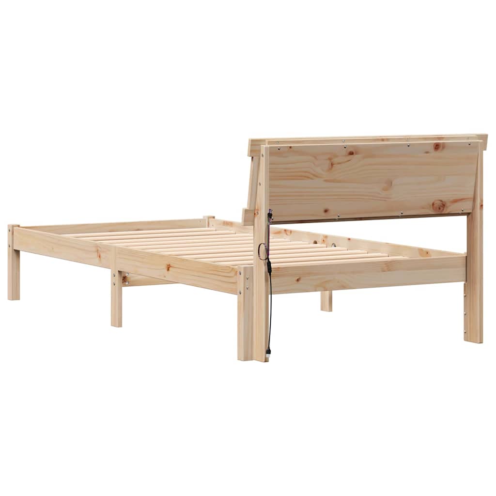 Ágykeret fejtámlával Barna 90 x 200 cm Tömör fenyőfa