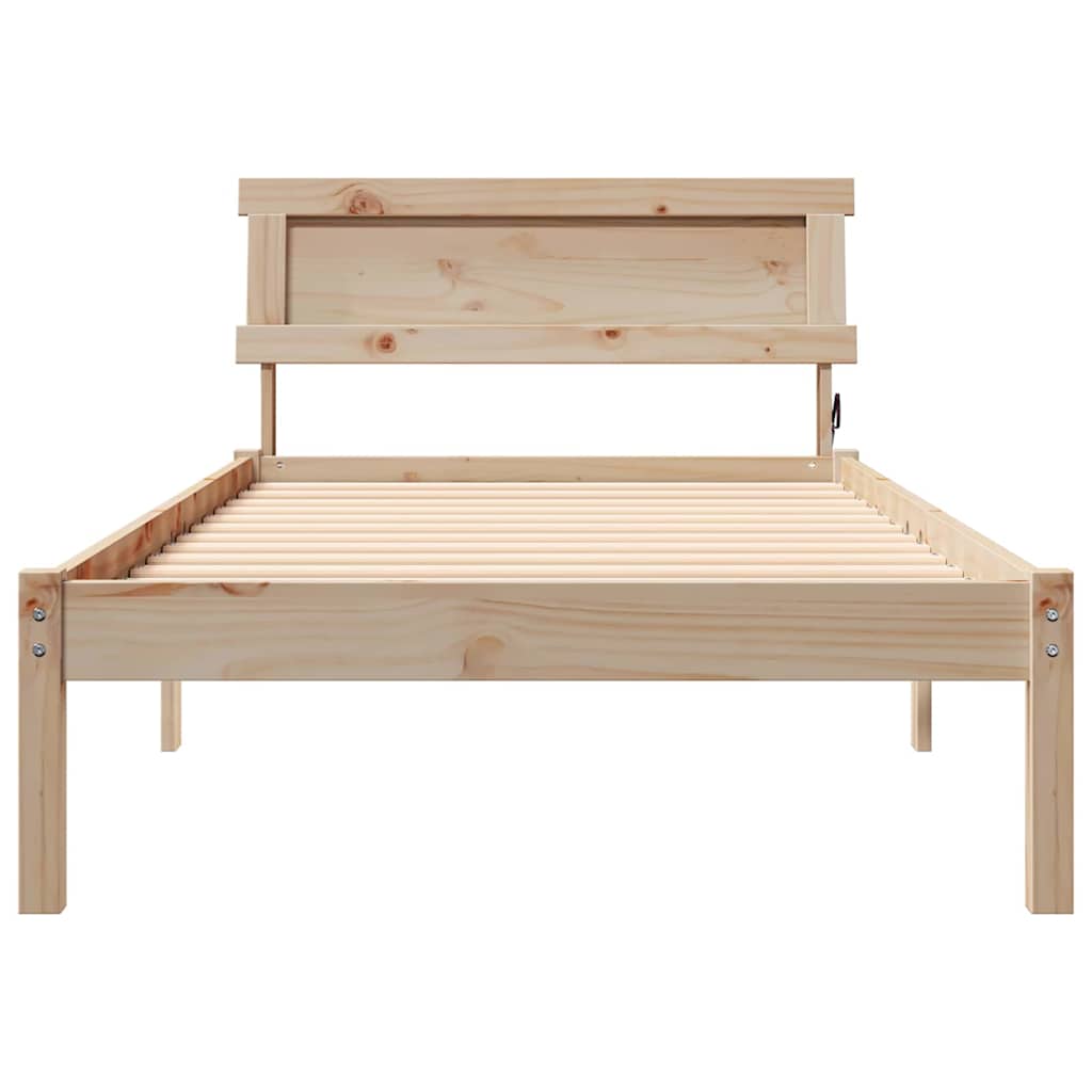Ágykeret fejtámlával Barna 90 x 200 cm Tömör fenyőfa