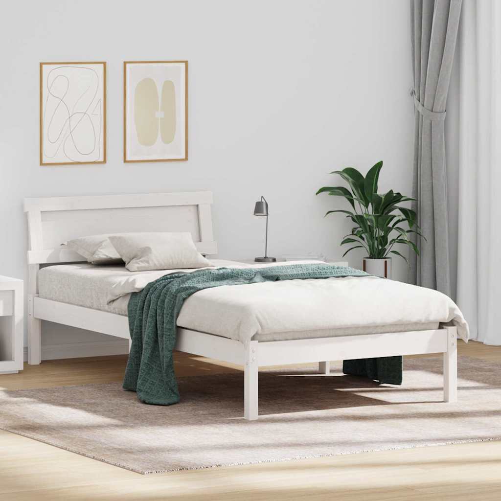 Ágykeret fejtámlával Fehér 90 x 200 cm Tömör fenyőfa