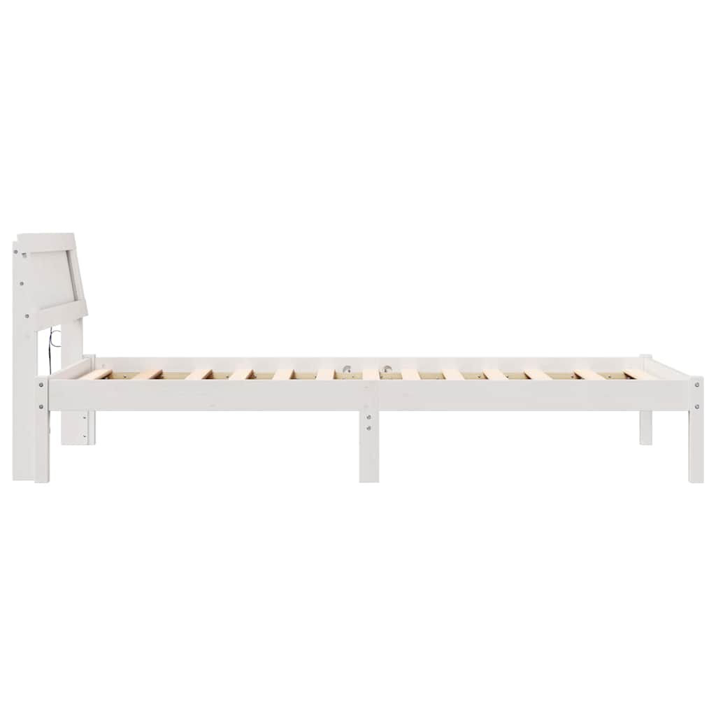 Ágykeret fejtámlával Fehér 90 x 200 cm Tömör fenyőfa