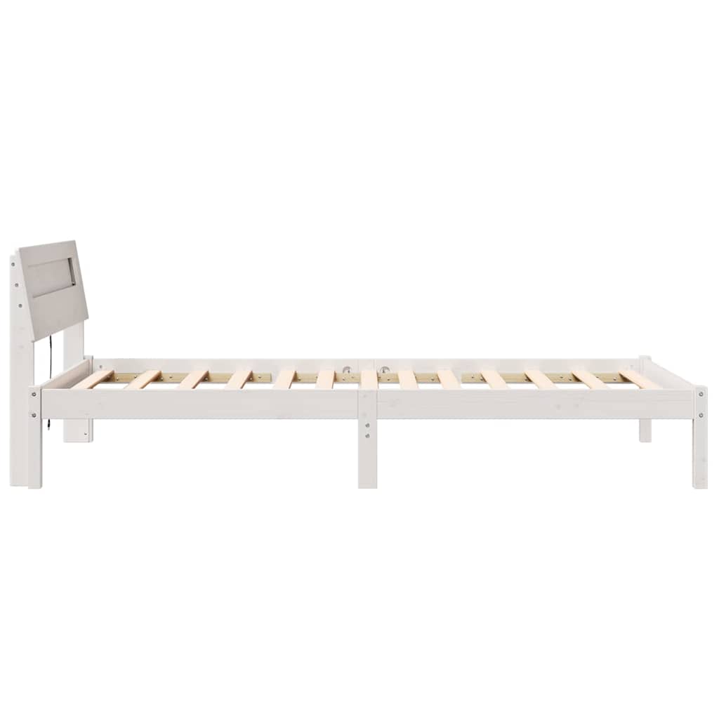 Ágykeret fejtámlával Fehér 90 x 200 cm Tömör fenyőfa