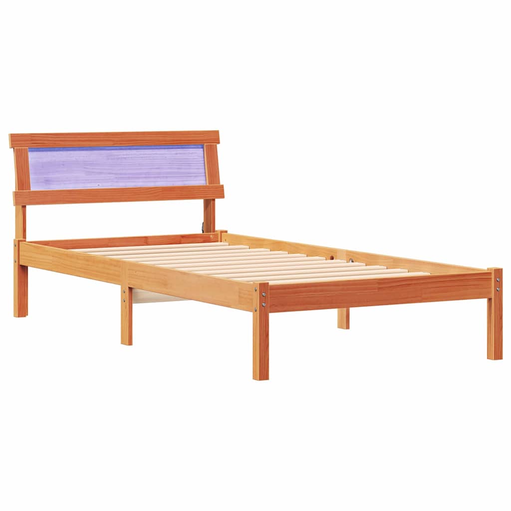 Ágykeret fejtámlával Faggyú barna 80 x 200 cm Tömör fenyőfa